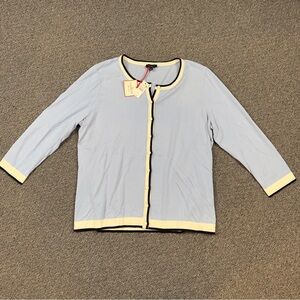 Talbots Women's Light Blue Cardigan with Cream Trim